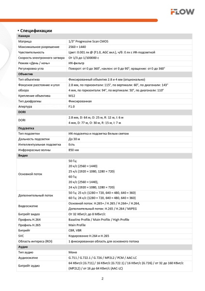 F-IC-1146CM(2.8mm) (Аналог DS-I450L(C)(2.8mm)) 4Мп уличная цилиндрическая IP-камера с гибридной Smart-подсветкой до 30м и технологией BrightVu iFlow