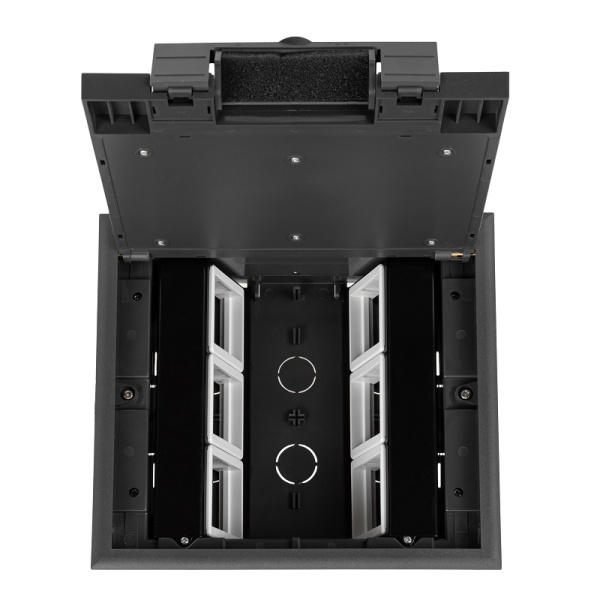 DR-PRO-015211 лючок напольный, 12 (2x6) модулей, вертикальный, пластиковая крышка, серый Datarex
