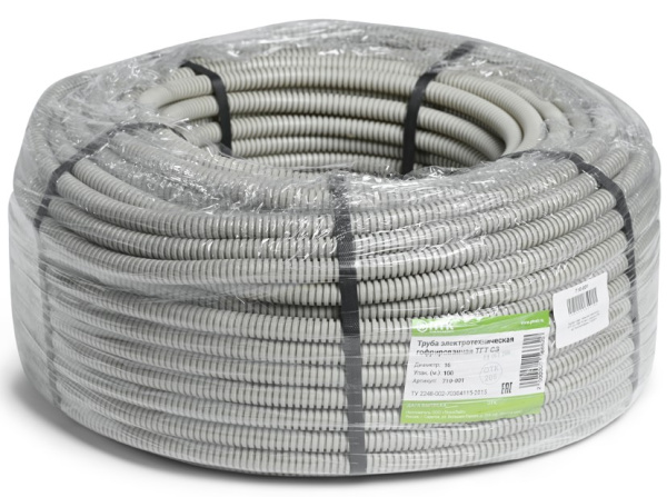 710-002 Труба гофр. тяжелая самозатух. ТГТ СЗ  ПВХ 20 мм с зондом (100 м) ПожТехКабель