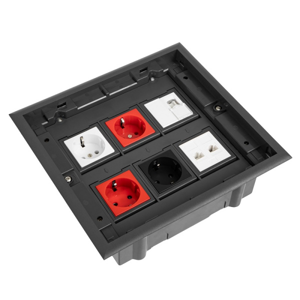 DR-PRO-015111 лючок напольный, 12 модулей, горизонтальный, пластиковая крышка, серый Datarex