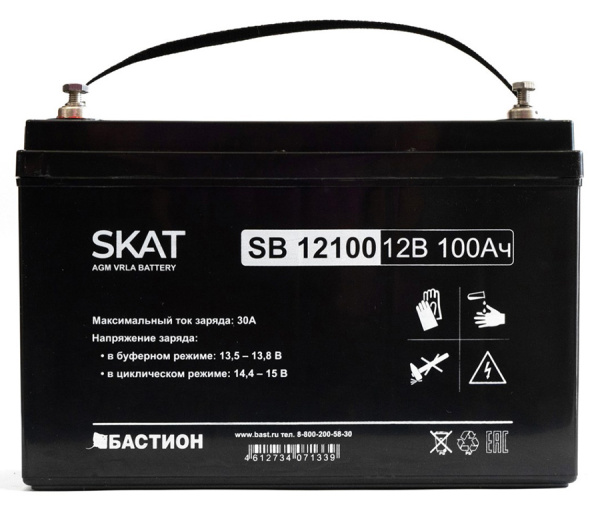 SKAT SB 12100 АКБ свинцово-кислотная тип AGM Бастион