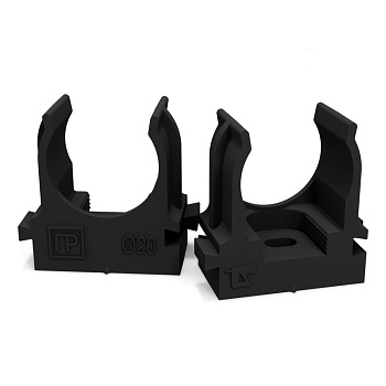 PR13.0132 крепеж-клипса для труб для монтажного пистолета чёрная в п/э d20 мм (100шт/900шт уп/кор) Промрукав