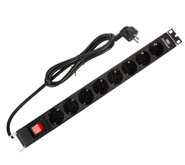 DR-432121 блок распределения 19" (PDU) с выключателем на 16А, черный Datarex