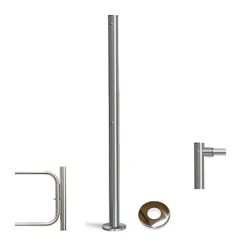 PERCo-BH02 2-15 Стойка с отверстием под стопорный механизм поворотной секции ис 2-мя отверстиями для крепления патрубков