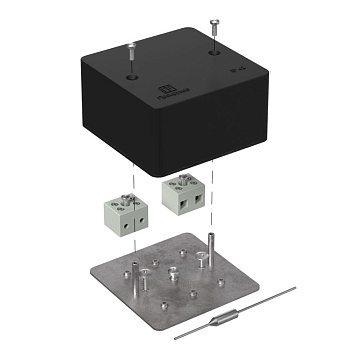 40-0460-9005-FR6.0-4-П коробка огнестойкая для кабель-канала 40-0460-FR6.0-4-П Е15-Е120 с термопредохранителем RAL9005 85х85х45 (44 шт/кор) Промрукав