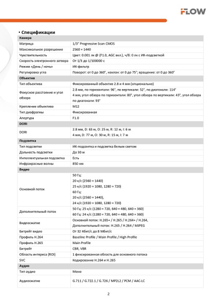 F-IC-1346CM(2.8mm) (Аналог DS-I453L(D)(2.8mm)) 4Мп уличная купольная IP-камера с гибридной Smart-подсветкой до 30м и технологией BrightVu iFlow