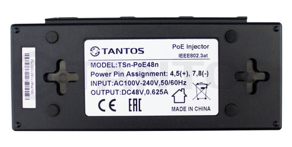 TSn-PoE48n PoE-инжектор для сетей Tantos