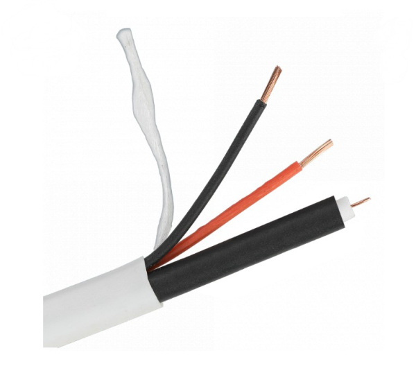 РК 75+2х0,75 (48) PVC коаксиальный кабель  - для видеонаблюдения ВНУТРЕННИЙ (белый, 200м) Space Technology 