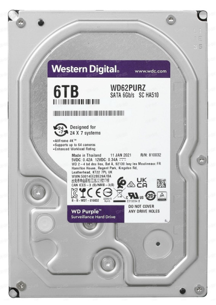 Жесткий диск WD Purple SATA-III 6Tb WD62PURZ