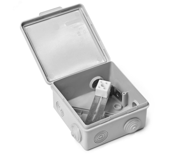 071-001 коробка монтажная огнестойкая пластиковая герметичная КМОПГ (2к х 2,5мм) 100х100х50 IP54 ПожТехКабель