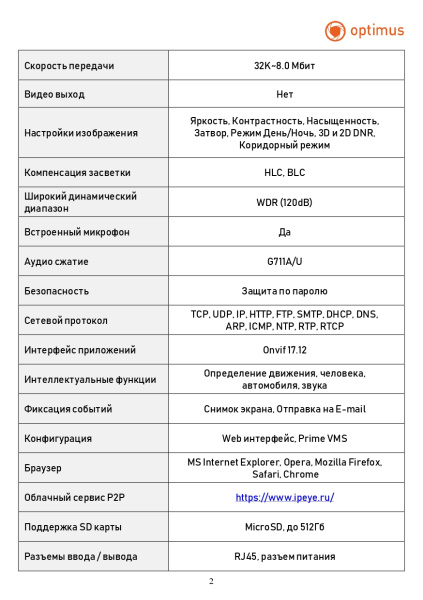 Prime IP-045.0(2.8)MPC купольная всепогодная уличная IP камера видеонаблюдения с встроенным микрофоном Optimus