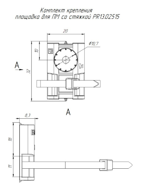 PR13.02515 комплекты крепления площадка для прямого монтажа черная со стяжкой 3,6х150 мм 100 шт Промрукав