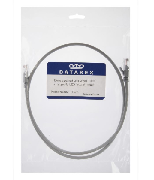 DR-180015 коммутационный шнур U/UTP категория 5e PVC нг(А)-LS 5,0 м, серый Datarex