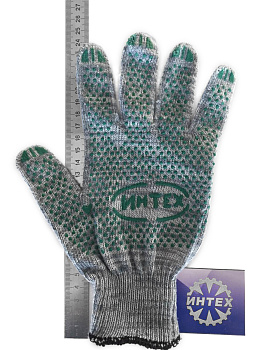 Перчатки ХБ с ПВХ покрытием, 10 класс (серые)