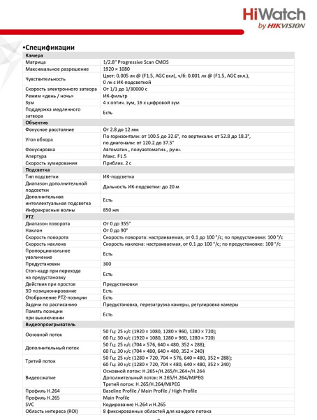DS-I205M(C) купольная поворотная внутренняя IP-камера видеонаблюдения с встроенным микрофоном HiWatch