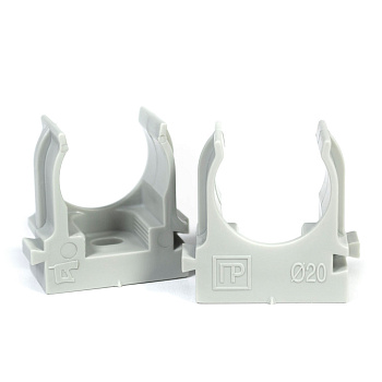 PR13.0453 крепеж-клипса для монтажного пистолета серая в гофроящике D=20 (1200шт/уп) Промрукав