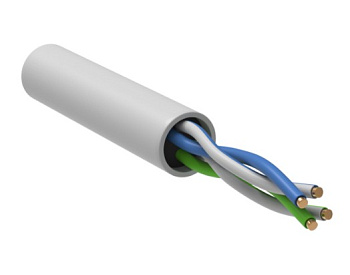 202-007 кабель витая пара LAN U/UTP 2x2x24AWG (0,51 мм) кат.5е (305 м) PVC (серый) Пожтехкабель