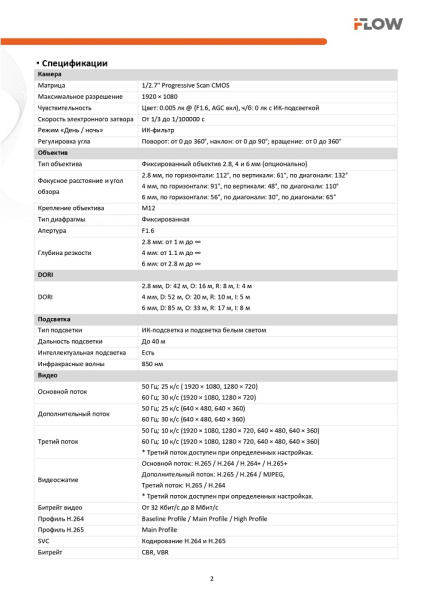 F-IC-2122C2M(2.8mm) (Аналог DS-2CD2023G2-LI2U) 2Мп уличная цилиндрическая IP-камера с гибрид Smart подсветкой до 40м  и технологией SharpSense iFlow
