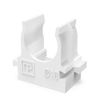 PR13.02706 крепеж-клипса для труб для прямого монтажа белая в гофроящике d16 мм (1400шт/кор) Промрукав