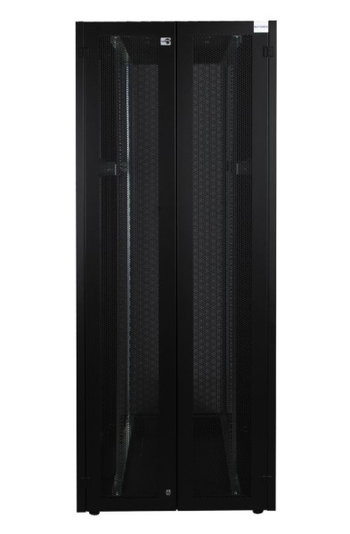 DR-759521 шкаф напольный, телекоммуникационный 19" двойная передняя дверь перфорация, двойная задняя дверь перфорированная, черный Datarex