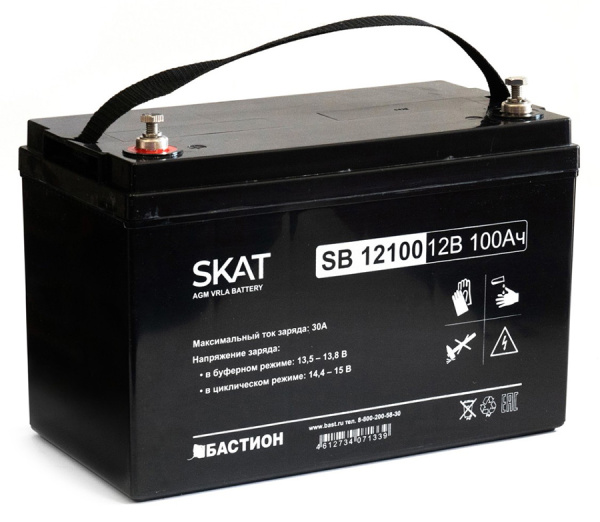 SKAT SB 12100 АКБ свинцово-кислотная тип AGM Бастион