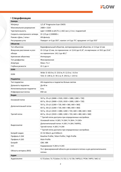 F-IC-2746CSZ4(2.8-12mm) (Аналог DS-2CD2747G2HT-LIZS(2.8-12mm)(eF)) 4Мп уличная купольная IP-камера c гибридной Smart подсветкой iFlow