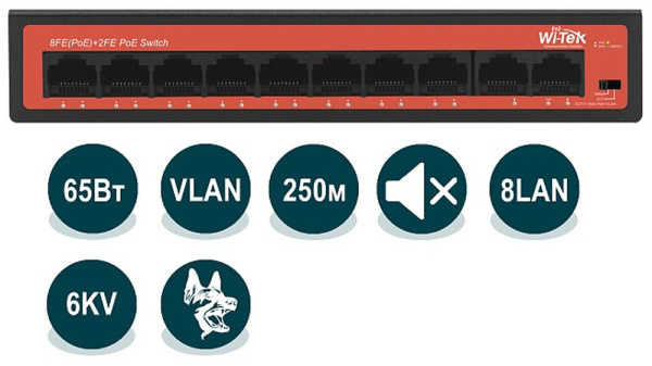 WI-PS210H коммутатор неуправляемый Wi-Tek 