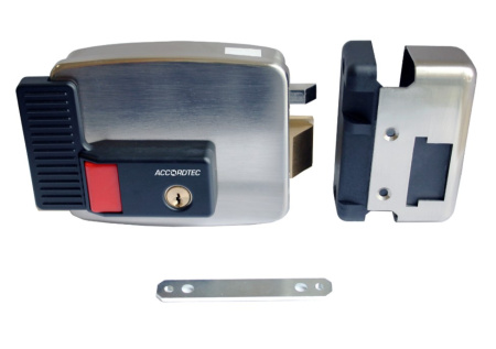 AT-EL101GF.3 (открывается наружу, петли слева) (серебро) замок электромеханический накладной ACCORDTEC