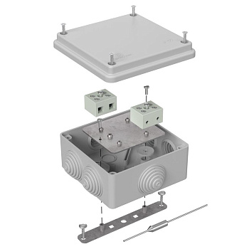 40-0300-7035-FR6.0-4-П коробка огнестойкая для о/п 40-0300-FR6.0-4-П Е15-Е120 с термопредохранителем RAL7035 100х100х50 (14 шт/кор) Промрукав